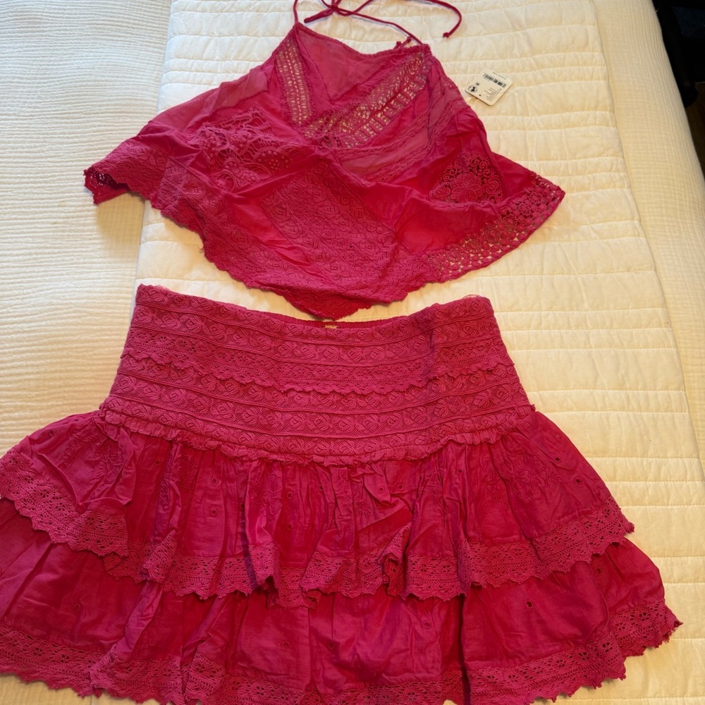 Free People Eleanora 2 Piece Skirt Set Size L NWT - Picture 3 of 4